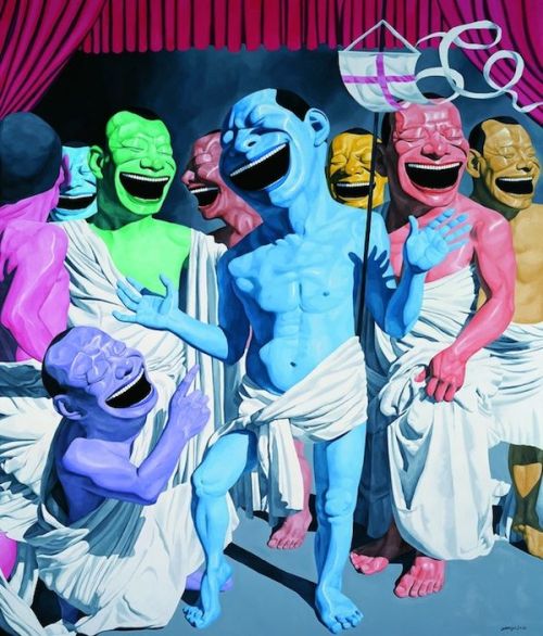 crossconnectmag:  Yue Minjun: Chinese LOL Selfies  Yue Minjun (岳敏君)’s paintings offer a light-hearted approach to philosophical inquiry & contemplation of existence. Drawing connotations to the disparate images of the Laughing Buddha &