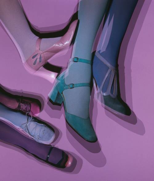 heroinsight:A selection of Mary Quant “frivolous shoes for all the new blues”, by © Tessa Traeger fo