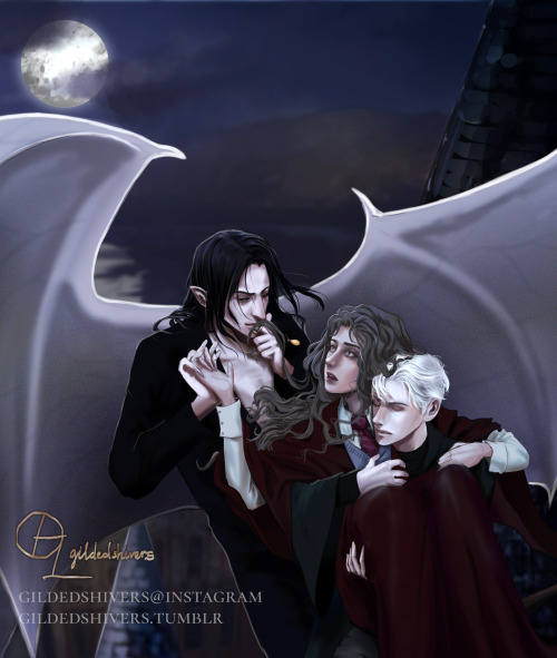 This is the alternate version, with our little love triangle flying over Hogwarts castle this time. 