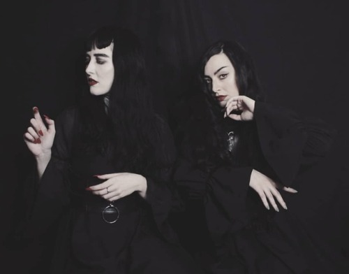 ghostsiren:@saddergoblins and I wearing Macbeth dresses by @deandri and @necromancycosmetica on our 