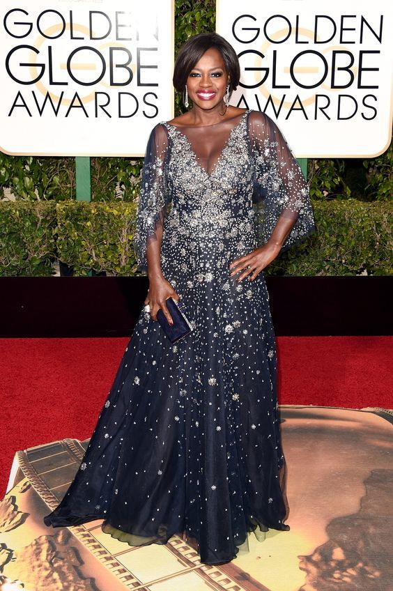 weddinginspirasi:    Viola Davis in Marchesa at the 73rd Golden Globes Award Show