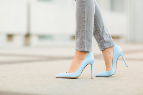 Thanksgiving :: Cable knit &amp; Sky blue theme stiletto heel, shoes, pointed toe, pumps from He