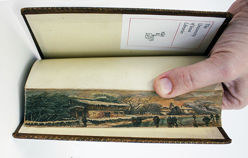 latinoking:Coleen Theisen“fore-edge painting is a way of hiding a painting on the edge of book so th