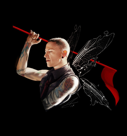 maneatingbunnies:I wanted to do a tribute painting of Chester from Linkin Park because that band mea