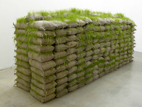 Mona Hatoum: Hanging Garden [This piece consists] of 770 jute sacks, stacked to head level. All toge