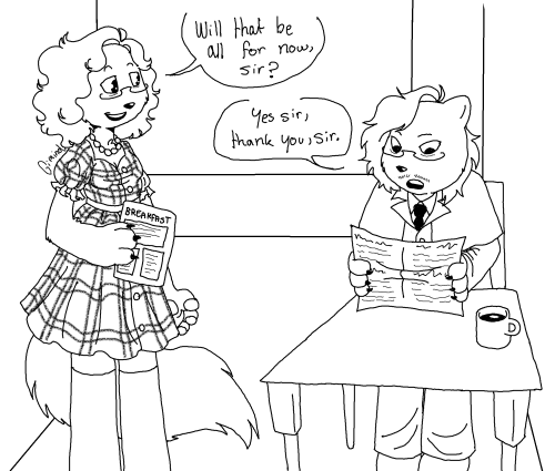 My Fursona Equinox (on The Left) And General Oc Jonathan (on The Right) If They Were At A Diner And Equinox