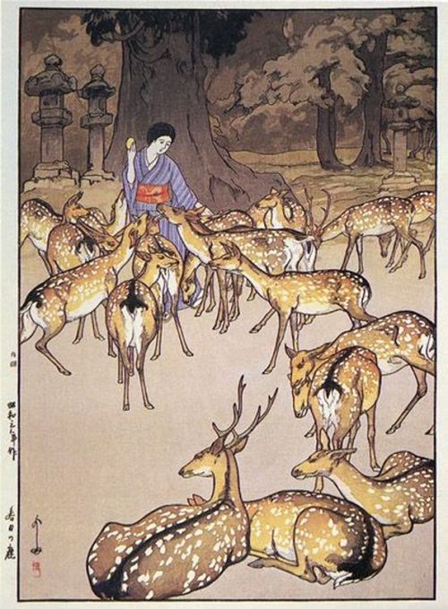 Deer in Kasuga  -   Hiroshi Yoshida, 1928Japanese  1876-1950