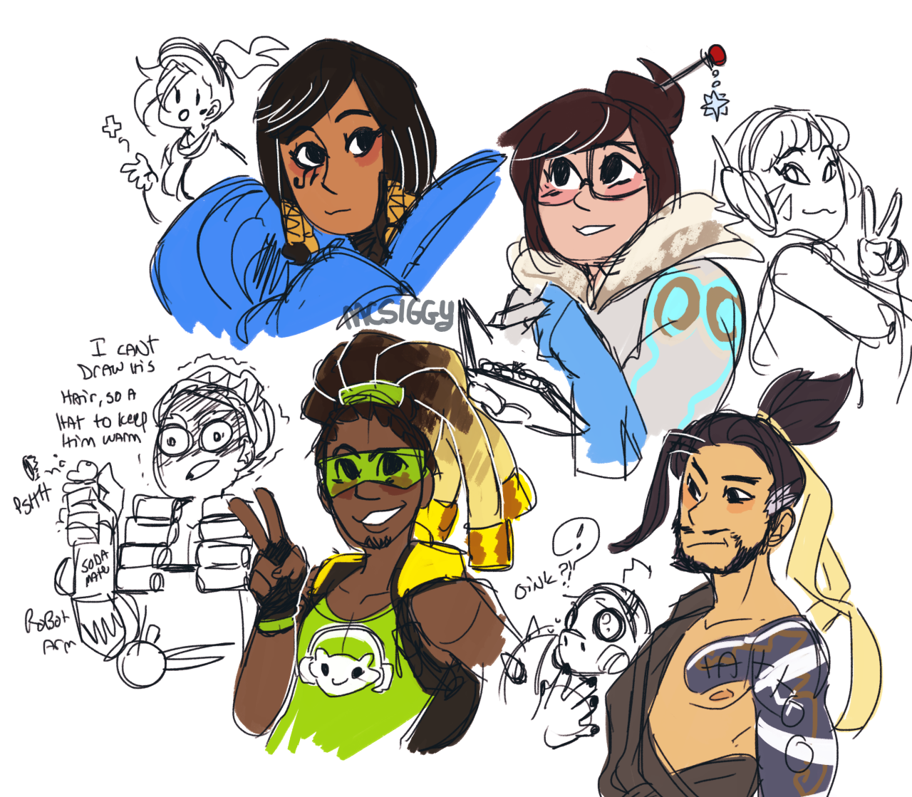 mcsiggy:  Some overwatch doodles i guess? they look weird in my style, msorry. 