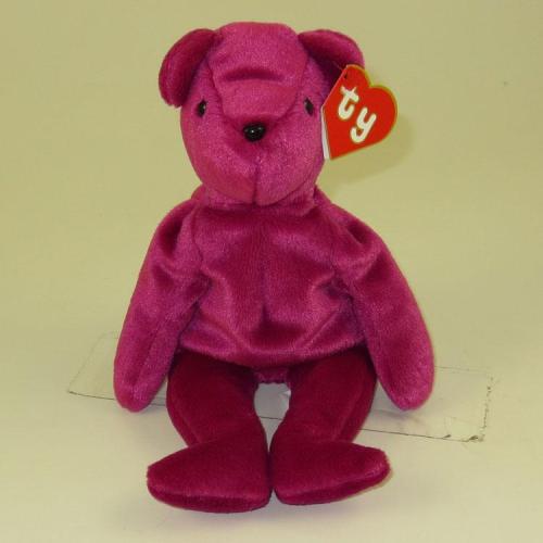 beaniebabyoftheday:Teddy the bear (AKA old face magenta 1994)