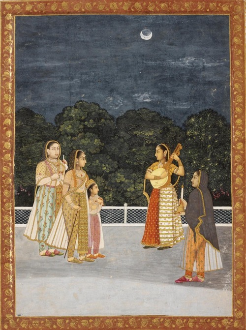 Women in a garden on a moonlit night, 1744Mughal women, Mughal Empire, Turkish Babur Empire