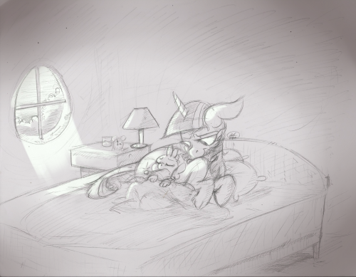 dailysleepingspike:   Sorry for it only being a sketch this round. ᶠᵉᵉᶫᶦᶰᵍ ᵃ ᵇᶦᵗ ˢᶦᶜᵏ  Aww~! <3