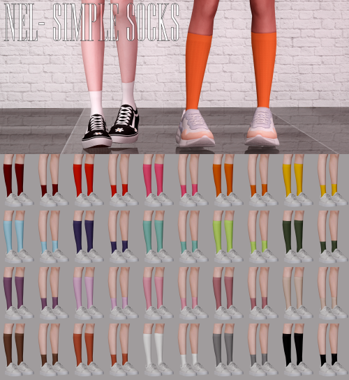 nell-le:Simple Socks- hq compatible- base game compatible- edit of EA’s socks- 20 swatches - long (A