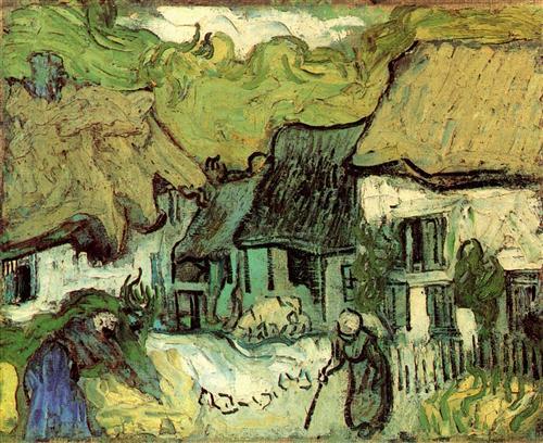 Thatched Cotteges in Jorgus - Vincent van Gogh 1890Post-impressionism