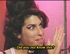 chaevelvets:Amy Winehouse’s reaction after being told Prince wanted her to perform with him. (2007)
