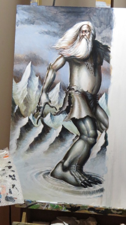 Nearly done with the underpainting for Thorr-Axe’s new album cover.