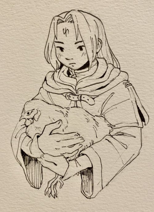 soren with a chicken for self care