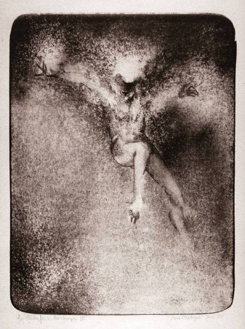 blackpaint20:  June Wayne (1918-2011)  Study for a Messenger IV, lithograph 1954
