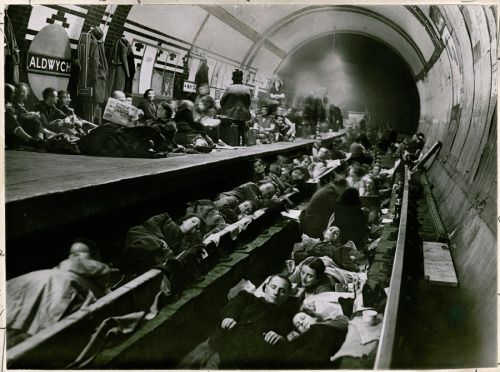 natgeofound:Londoners seek shelter during WWII in the Aldwych tube station, April 1941.Photograph by