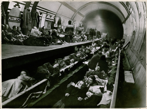 vintageeveryday:  Londoners seek shelter during WWII in the Aldwych tube station, April 1941. Photograph by Acme News Pictures, Inc. 