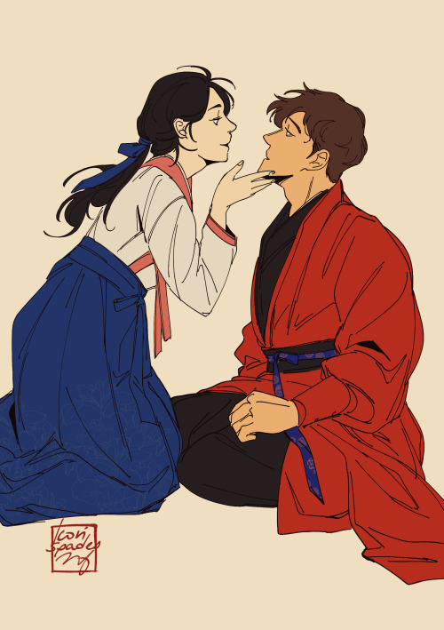 kairus-jk:hanbok day with mongdol and spartace! inspired by remake drama Scarlet Heart Ryeo and cheo