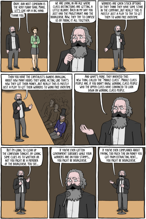 existentialcomicsfeed:Philosophy Comedy Club, with Karl MarxDAVID STOP CUTTING FUCKING ONIONS.