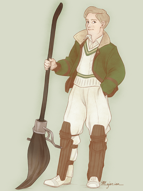 Potter Week Prompts #6 - Game DayAn older Malfoy with his (now vintage) Nimbus 2001, inspired by ear