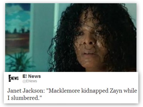 harrystylesdildo:  AU: Zayn is in danger of being kidnapped by Macklemore. He pleads Obama to stop the rapper from doing him any harm but another unexpected celebrity comes to his aid. Harry’s estranged mother, The Christ Warrior, encourages Macklemore