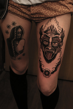 electrictattoos:  hopelesslover-tattoos:  Fresh Devil from yesterdayAndhealed ReaperFrom a few months ago  Or Kantor 