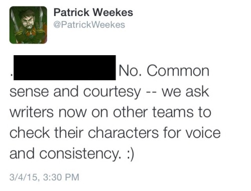 bioticprince:missbexiee:ageofdragon:tispeculiar:Someone asked if Patrick will be taking over Gaider&