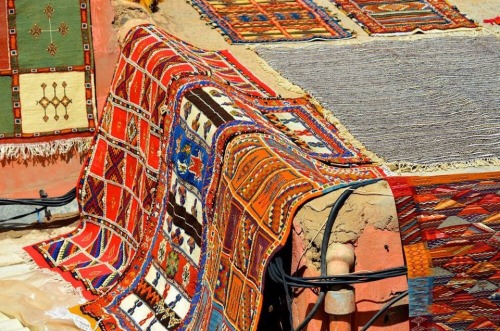 Beautiful textiles at the Jemaa el Fna in Morocco, no place that so effortlessly involves you and ke