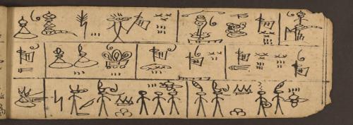 The procession continues with LJS 197, fols. 6v-9r.LJS 197 contains a series of pictographs with eac