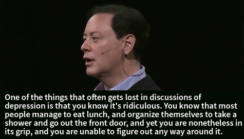 giddytf2:tedx:Watch the whole talk here»Almost 20 years ago, writer Andrew Solomon fell into a deep 