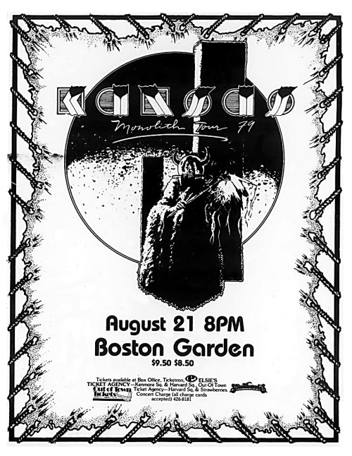 Kansas1979 Monolith tour, concert poster Boston / United States