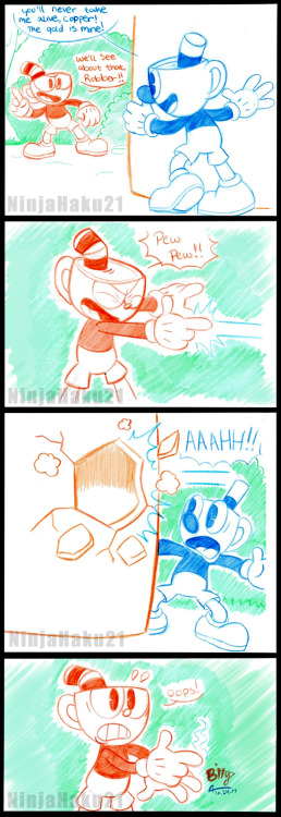 ninjahaku21art: Cuphead and Mugman play cops and Robbers…and well, these two can’t seem