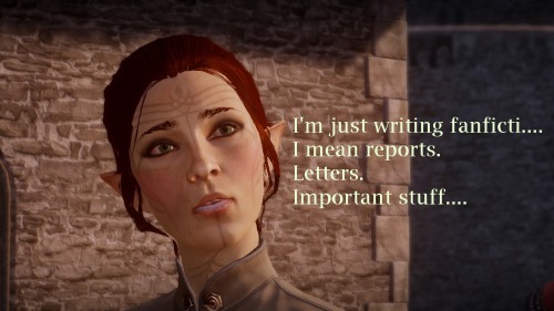 A fun little picture I made for the Dragon Age Fanfiction Writer’s Group about the common stru