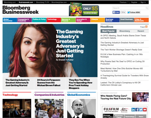 femfreq:The latest issue of Bloomberg Businessweek features a cover story about Tropes vs Women in V
