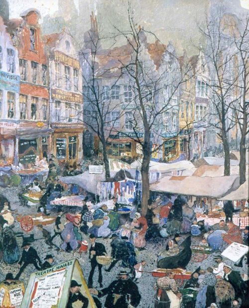 Friday Market at Gent   -  Jules De Bruycker c.1902Belgian 1870-1945Watercolours