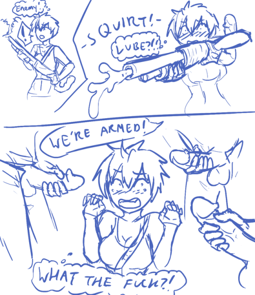sasoriharem:  ¼ all parts tagged “shotgundildo”, from 2015I forgot this existed but it made me laugh.“WE’RE ARMED!”