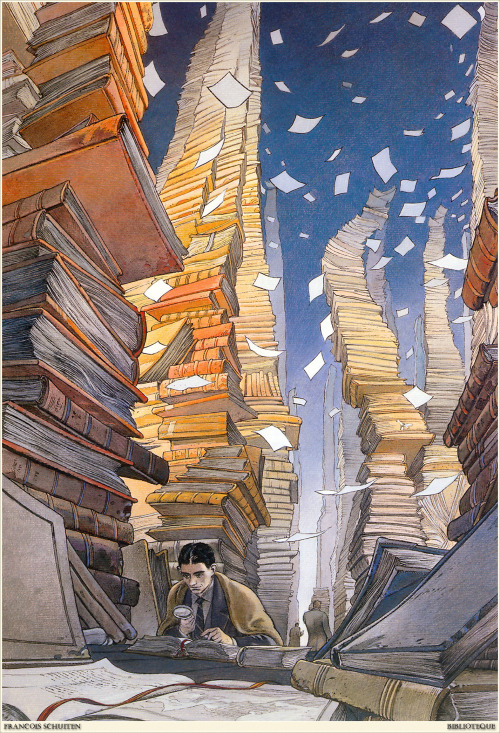 bookporn: kafkaesque-world: by Francois Schuiten Happy birthday, Kafka! “Youth is happy becaus