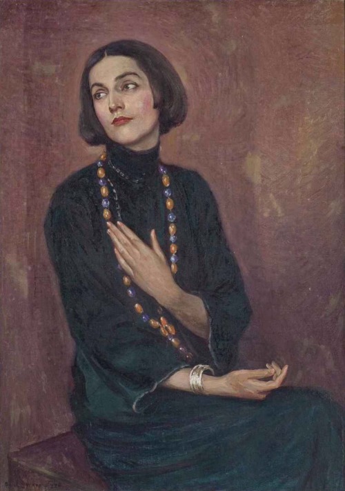 Portrait of Isadora Duncan.1922.Oil on Canvas.99.1 x 71.1 cm.Art by Paul Swan.(1883-1972).