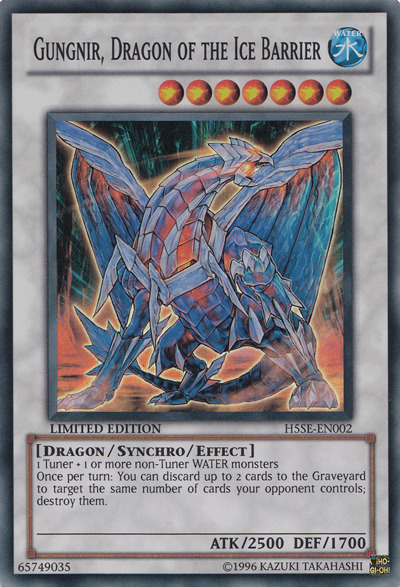 ygoreviews:Gungnir, Dragon of the Ice Barrier————————————————1 Tuner + 1 or more non-Tuner WATER mon