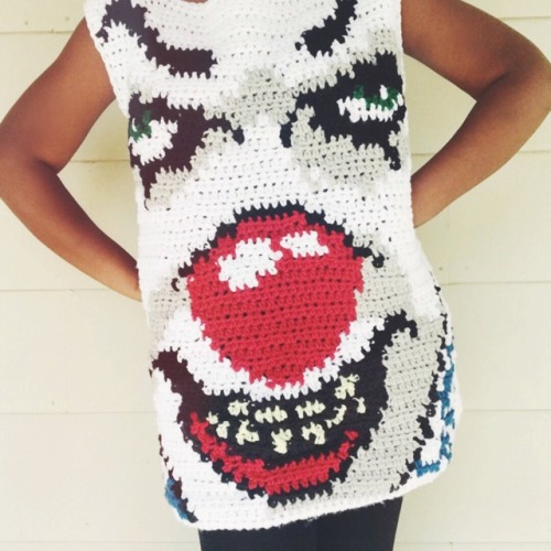 Created this handmade crochet tunic top of everyone’s favorite clown, Pennywise from the classic fil