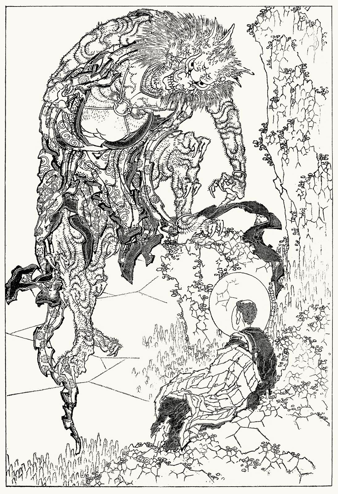 oldbookillustrations:  Temptation of Buddha. Hokusai, from Documents japonais (Japanese