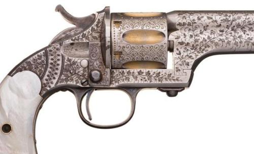 Factory engraved Merwin & Hulbert revolver with pearl grips, late 19th century.from Rock Island 