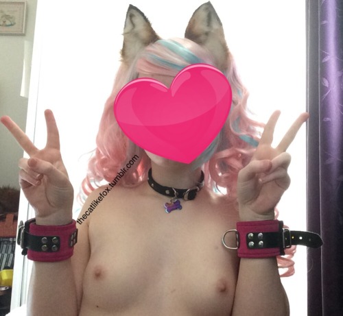 thecatlikefox:  Boob focus! Pegs on nipples is great fun.  And my name tag flipped over to the back. Haha.