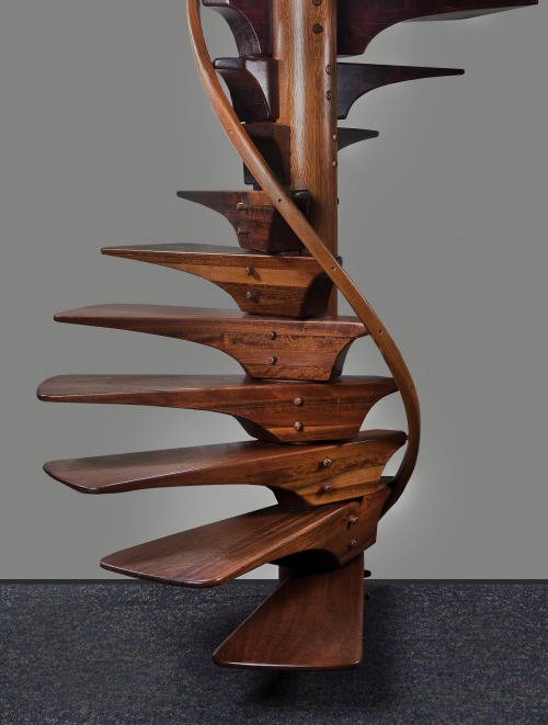 Arthur Espenet Carpenter, Staircase, 1969, Hyedua and Oak, Sight 192 x 84 in. (487.7 x 213.4 cm) Thi