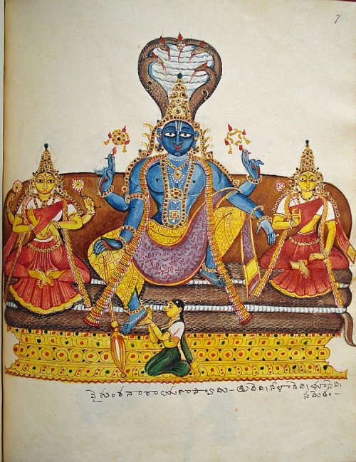 Vishnu, Lakshmi and Bhumi, company painting