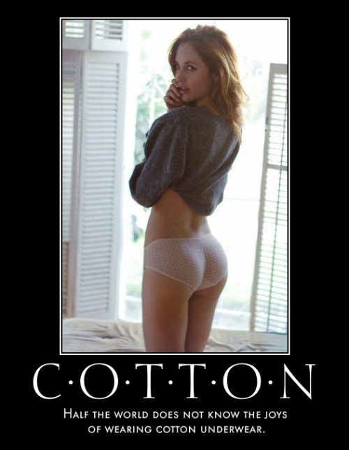 demotivatecubby:Soft cotton panties…better than roses.