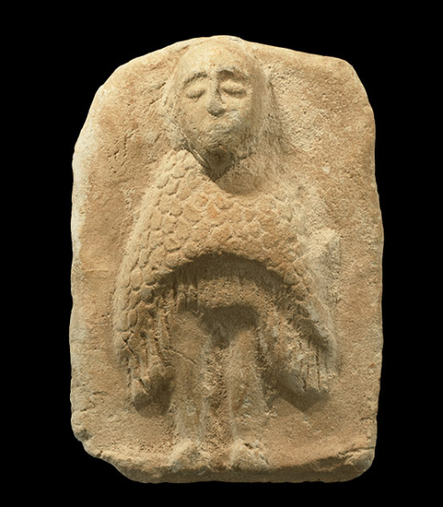 archaicwonder:Western Asiatic Plaque with Human-Headed Owl Possibly Representing Lilītu (Lilith), 19