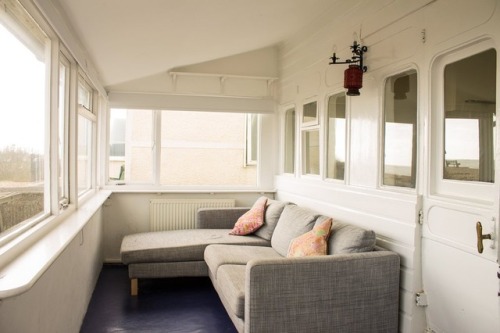 Beachfront home converted from two railway carriages, Bognor Regis